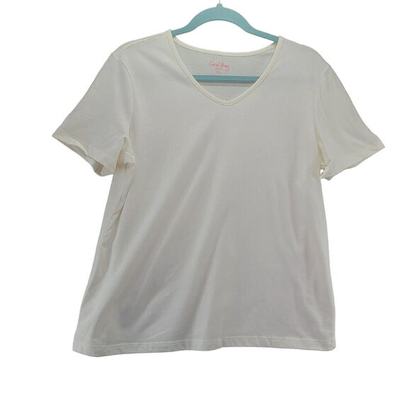 Coral Bay Womens T-Shirt White Size PL Cotton Blend Short Sleeve Pullover - Picture 1 of 13